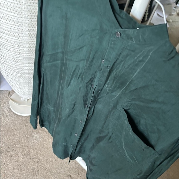 Stock Options 100% Silk Green Longsleeve Size Medium NWOT Comfy Button Up Blouse - Picture 4 of 16